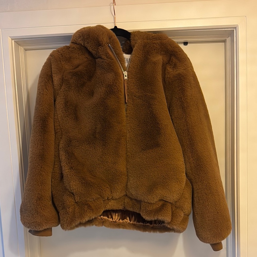 GAP Brown Puffer Jacket with Plush Texture